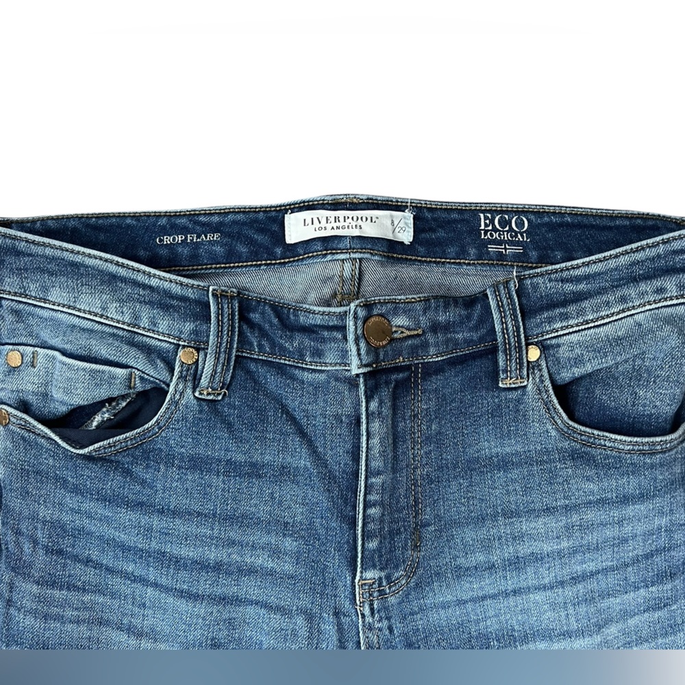 Liverpool Women’s High-rise Cropped Flare Jeans in Deep Blue - Picture 2 of 4